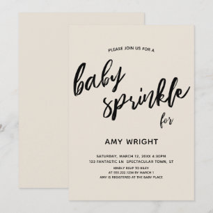 Eenvoudig modern handschrift Baby Sprinkle Cream Kaart