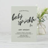 Eenvoudig Modern Handschrift Baby Sprinkle Sage Gr Kaart (Staand voorkant)