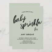 Eenvoudig Modern Handschrift Baby Sprinkle Sage Gr Kaart (Voorkant / Achterkant)