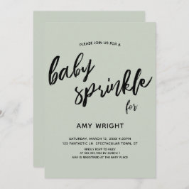 Eenvoudig Modern Handschrift Baby Sprinkle Sage Gr Kaart