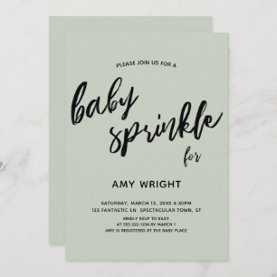 Eenvoudig modern handschrift Baby Sprinkle Sage Gr Kaart