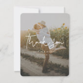 Eenvoudig modern handschrift Foto bruiloft Bedankkaart (Voorkant)