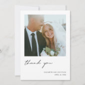 Eenvoudig modern handschrift Foto bruiloft Bedankkaart (Voorkant)