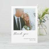 Eenvoudig modern handschrift Foto bruiloft Bedankkaart (Staand voorkant)
