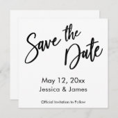 Eenvoudig modern handschrift, Typografie zwart-wit Save The Date (Voorkant / Achterkant)