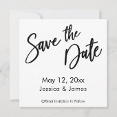 Eenvoudig modern handschrift, Typografie zwart-wit Save The Date (Voorkant)