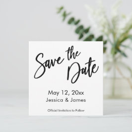 Eenvoudig modern handschrift, Typografie zwart-wit Save The Date