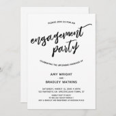 Eenvoudig, modern handschrift verlovingsfeest kaart (Voorkant / Achterkant)