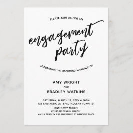 Eenvoudig, modern handschrift verlovingsfeest kaart