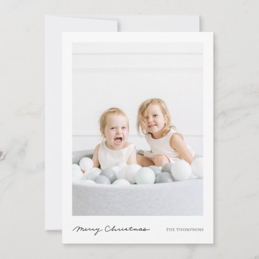 Eenvoudig modern handschrift Vrolijk kerstfeest fo Feestdagenkaart (Voorkant)