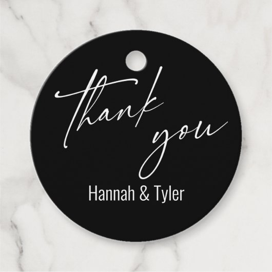 Eenvoudig modern handschrift zwart bedankt bedankjes labels (Voorkant)