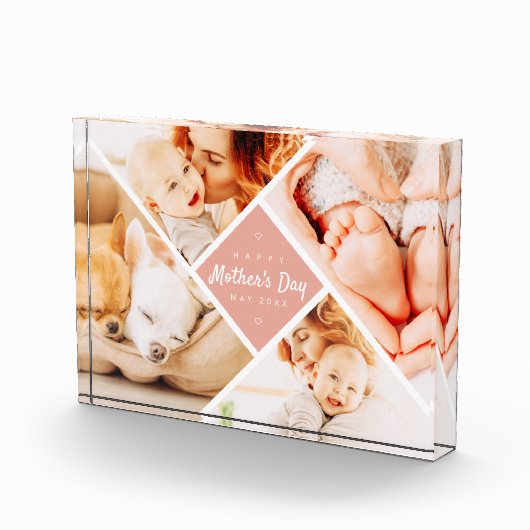 Eenvoudig Modern Happy Moederdag Custom Fotoblokken (Rechts)