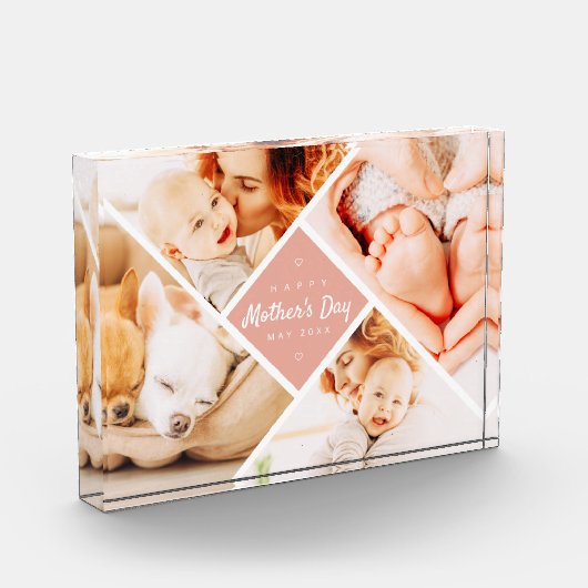 Eenvoudig Modern Happy Moederdag Custom Fotoblokken (Links)