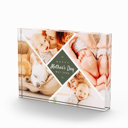 Eenvoudig Modern Happy Moederdag Custom Fotoblokken (Rechts)