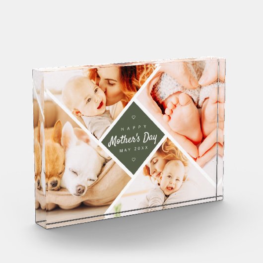 Eenvoudig Modern Happy Moederdag Custom Fotoblokken (Links)