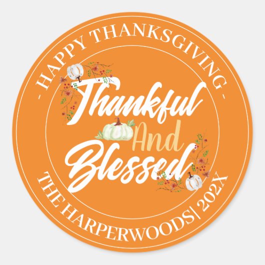 Eenvoudig Modern Happy Thanksgiving-gezin Ronde Sticker (Voorkant)