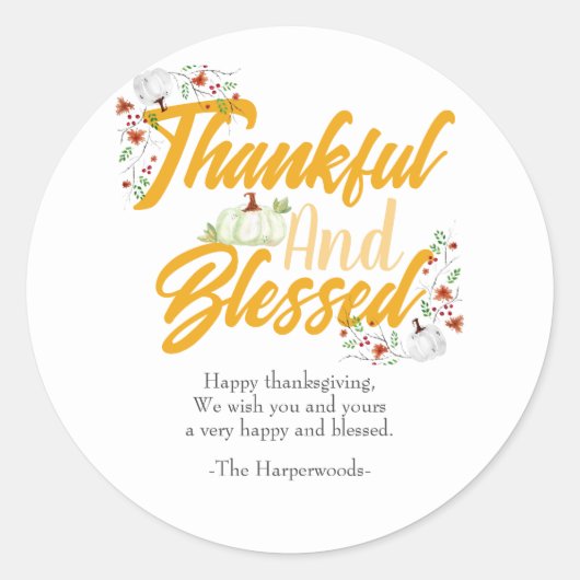 Eenvoudig Modern Happy Thanksgiving-gezin Ronde Sticker (Voorkant)