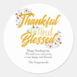 Eenvoudig Modern Happy Thanksgiving-gezin Ronde Sticker