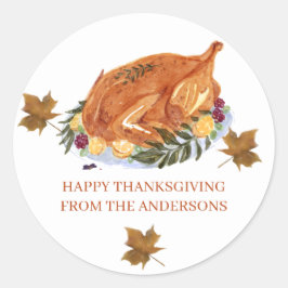 Eenvoudig Modern Happy Thanksgiving-gezin Ronde Sticker