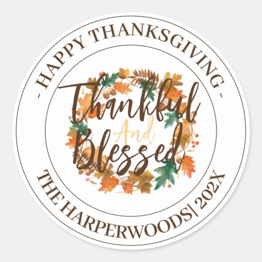 Eenvoudig Modern Happy Thanksgiving-gezin Ronde Sticker (Voorkant)