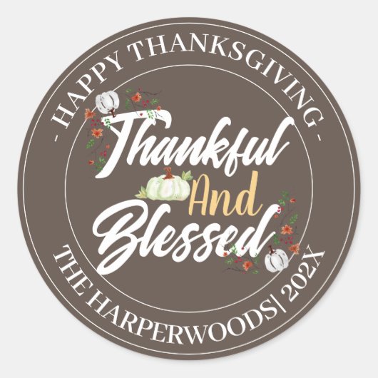 Eenvoudig Modern Happy Thanksgiving-gezin Ronde Sticker (Voorkant)