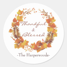 Eenvoudig Modern Happy Thanksgiving-gezin Ronde Sticker