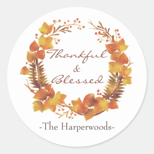 Eenvoudig Modern Happy Thanksgiving-gezin Ronde Sticker (Voorkant)