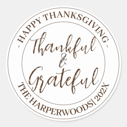Eenvoudig Modern Happy Thanksgiving-gezin Ronde Sticker (Voorkant)