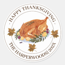 Eenvoudig Modern Happy Thanksgiving-gezin Ronde Sticker