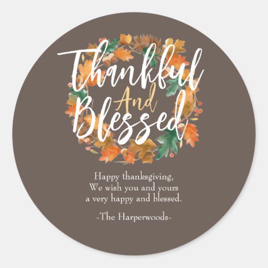 Eenvoudig Modern Happy Thanksgiving-gezin Ronde Sticker (Voorkant)