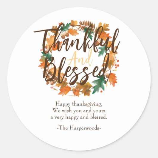 Eenvoudig Modern Happy Thanksgiving-gezin Ronde Sticker (Voorkant)