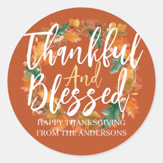 Eenvoudig Modern Happy Thanksgiving-gezin Ronde Sticker (Voorkant)