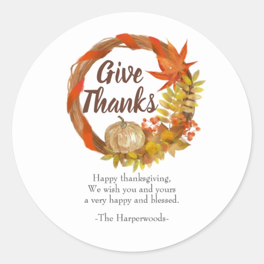 Eenvoudig Modern Happy Thanksgiving-gezin Ronde Sticker (Voorkant)