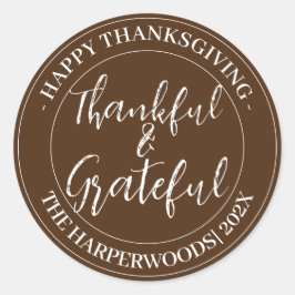 Eenvoudig Modern Happy Thanksgiving-gezin Ronde Sticker