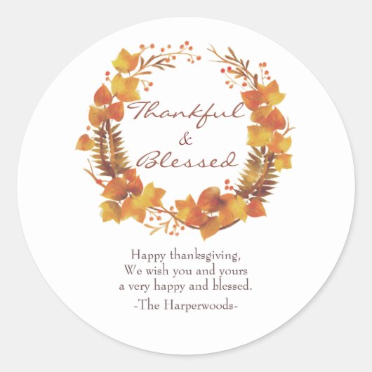 Eenvoudig Modern Happy Thanksgiving-gezin Ronde Sticker (Voorkant)