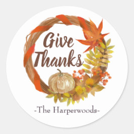 Eenvoudig Modern Happy Thanksgiving-gezin Ronde Sticker