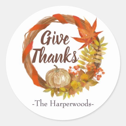 Eenvoudig Modern Happy Thanksgiving-gezin Ronde Sticker (Voorkant)