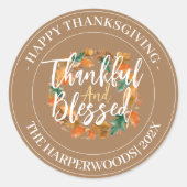 Eenvoudig Modern Happy Thanksgiving-gezin Ronde Sticker (Voorkant)