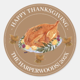 Eenvoudig Modern Happy Thanksgiving-gezin Ronde Sticker