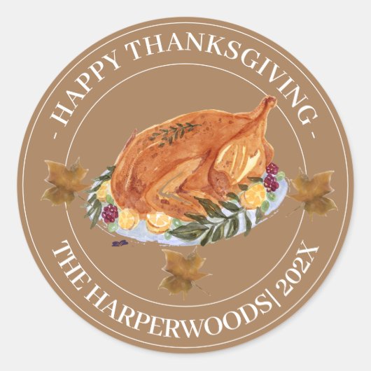 Eenvoudig Modern Happy Thanksgiving-gezin Ronde Sticker (Voorkant)