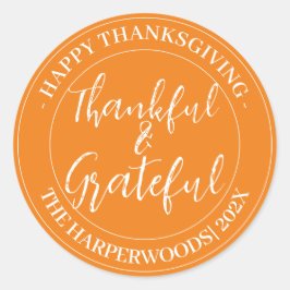 Eenvoudig Modern Happy Thanksgiving-gezin Ronde Sticker