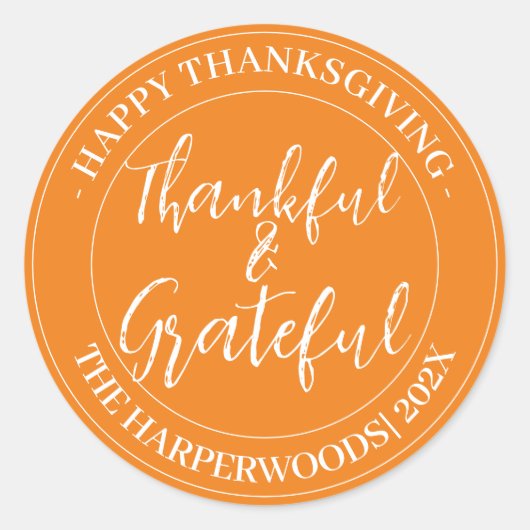 Eenvoudig Modern Happy Thanksgiving-gezin Ronde Sticker (Voorkant)