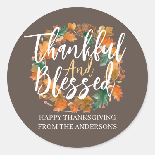 Eenvoudig Modern Happy Thanksgiving-gezin Ronde Sticker (Voorkant)