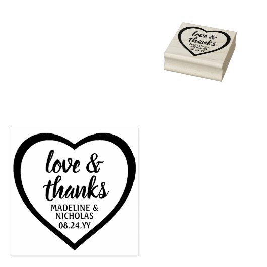 Eenvoudig Modern Hart Liefde & Dank Trouwen Rubberstempel (Gestempeld)