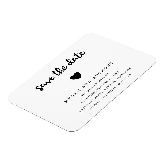 Eenvoudig modern harthuwelijk sparen de datum magneet (Linkerzijde)