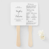 Eenvoudig modern hedendaags huwelijksprogramma handwaaier (Voorkant en achterkant)