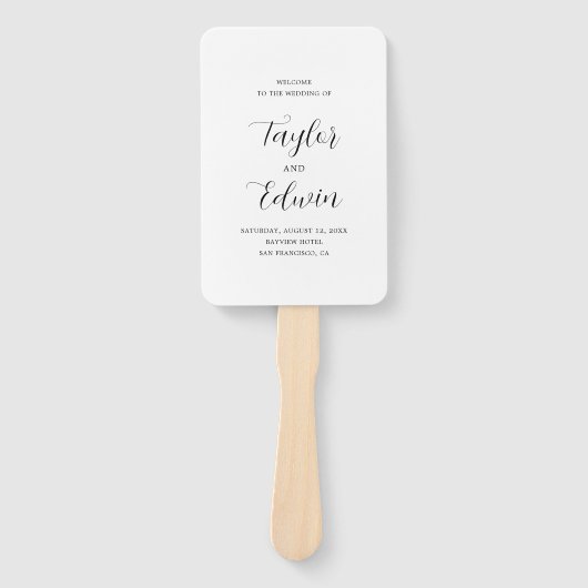 Eenvoudig modern hedendaags huwelijksprogramma handwaaier (Voorkant)
