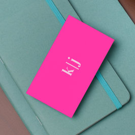 Eenvoudig Modern Heet Roze Monogram QR Code Visitekaartje