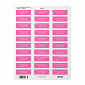 Eenvoudig Modern Heet Roze Terugkeeradresetiket Etiket (Full Sheet)