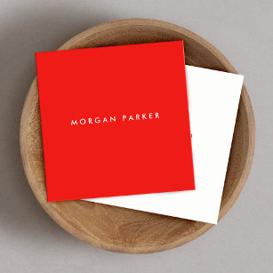 Eenvoudig, modern, helder rood vierkant vierkante visitekaartje